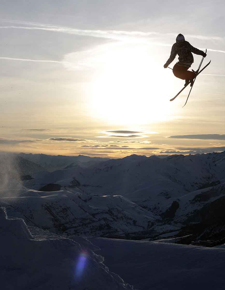 freestyle skier jumping in the french pyrenees image of