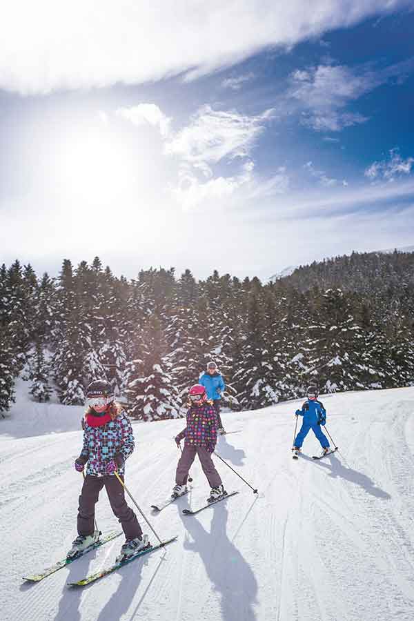 Kids skiing in the french pyrenees image of