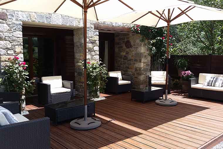 Decking in l'ancienne poste avajan lodge french pyrenees image of
